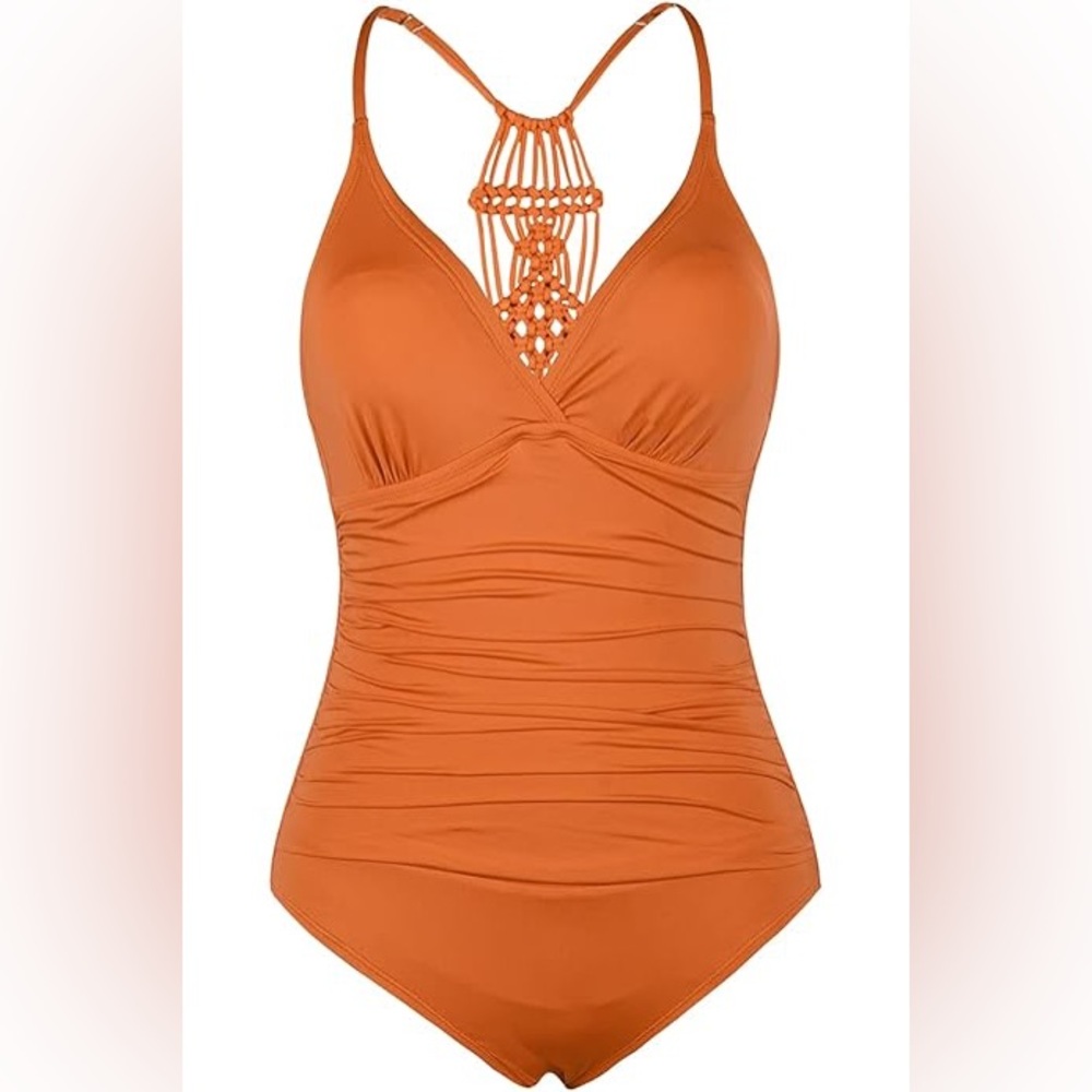 Shirred Halter Macrame One-Piece